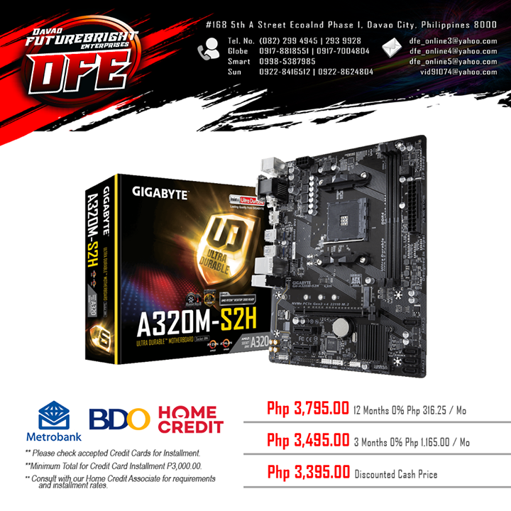 GIGABYTE GA-A320M-S2H AM4 MOTHERBOARD – DFE Store