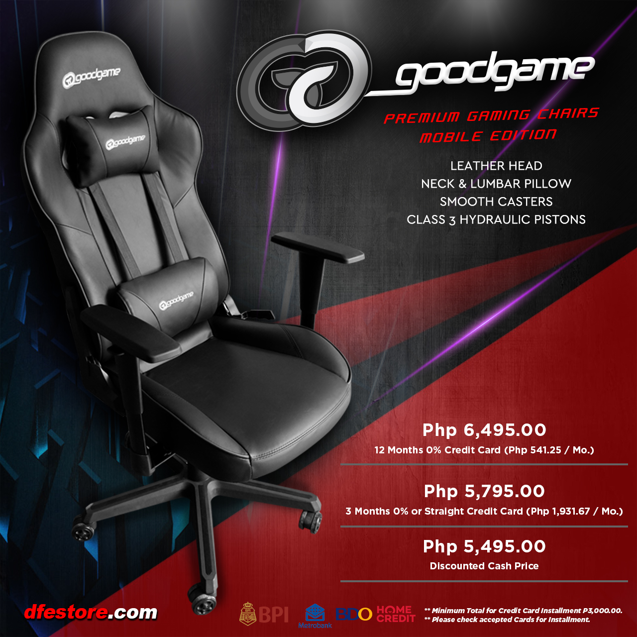 Gg Premium Gaming Chairs Mobile Edition Leather Head Neck