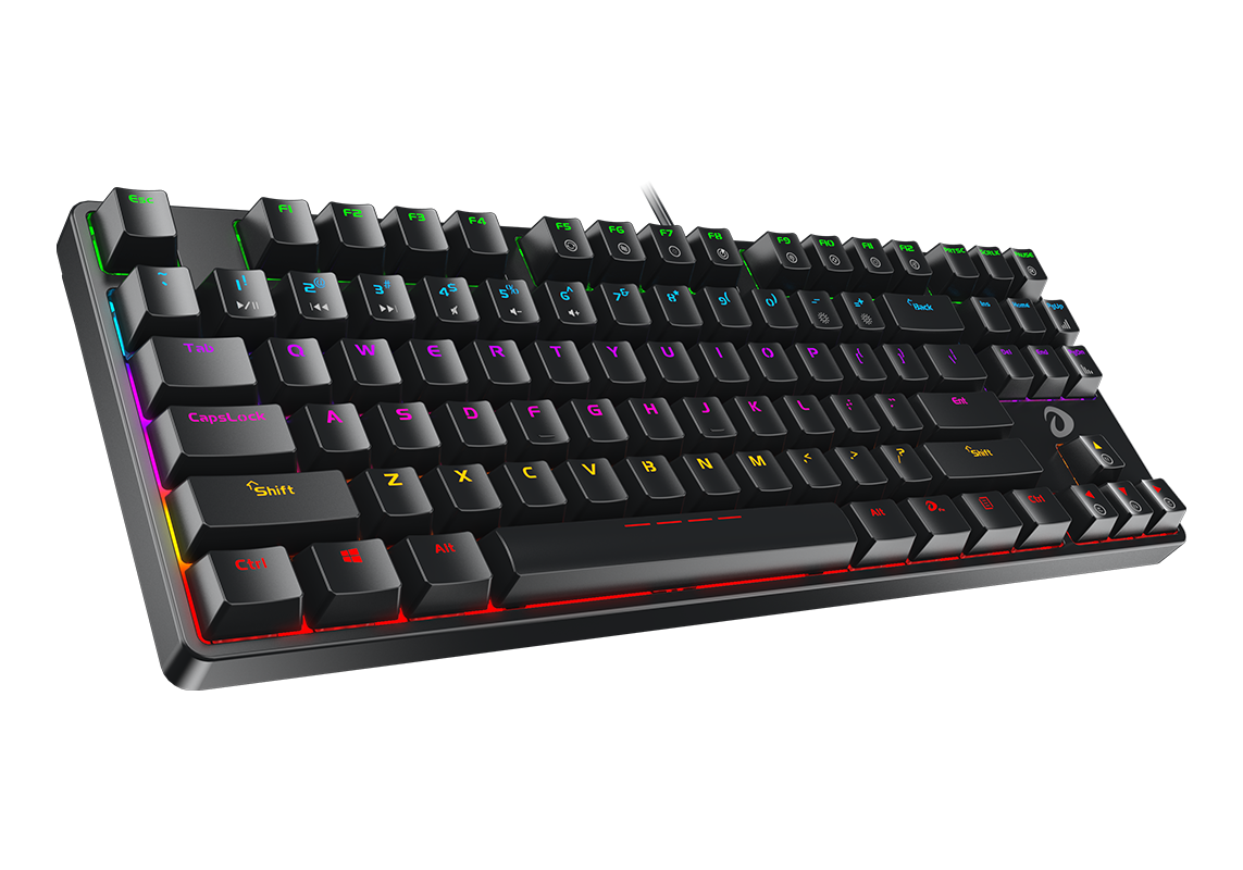DAREU GLORY EK87 TKL RAINBOW BACKLIGHT MECHANICAL GAMING KEYBOARD BLACK OPTICAL BLUE SWITCH