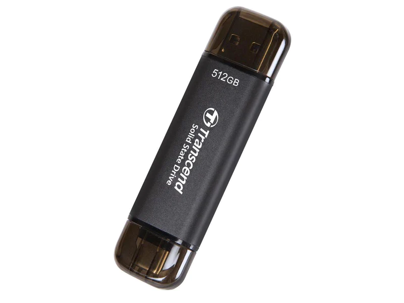 TRANSCEND 512GB ESD310C EXTERNAL DUAL USB PORTABLE SSD – BLACK ...