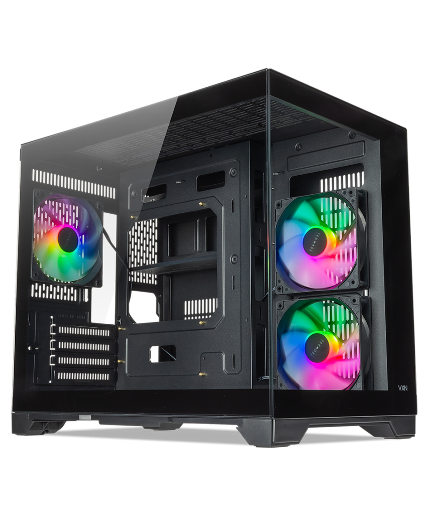 TECWARE VXN EVO DUAL CHAMBER MATX CASE – BLACK | TEMPERED GLASS FRONT ...