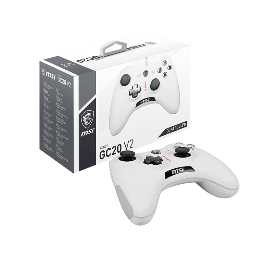 MSI FORCE GC20 V2 GAMING CONTROLLER – WHITE | WIRED | DUAL VIBRATION ...